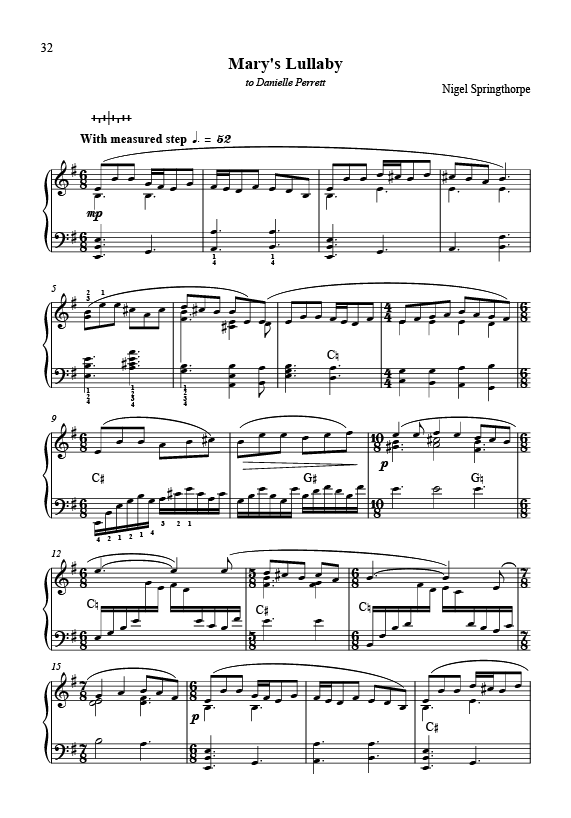 Mary's Lullaby, 1st page